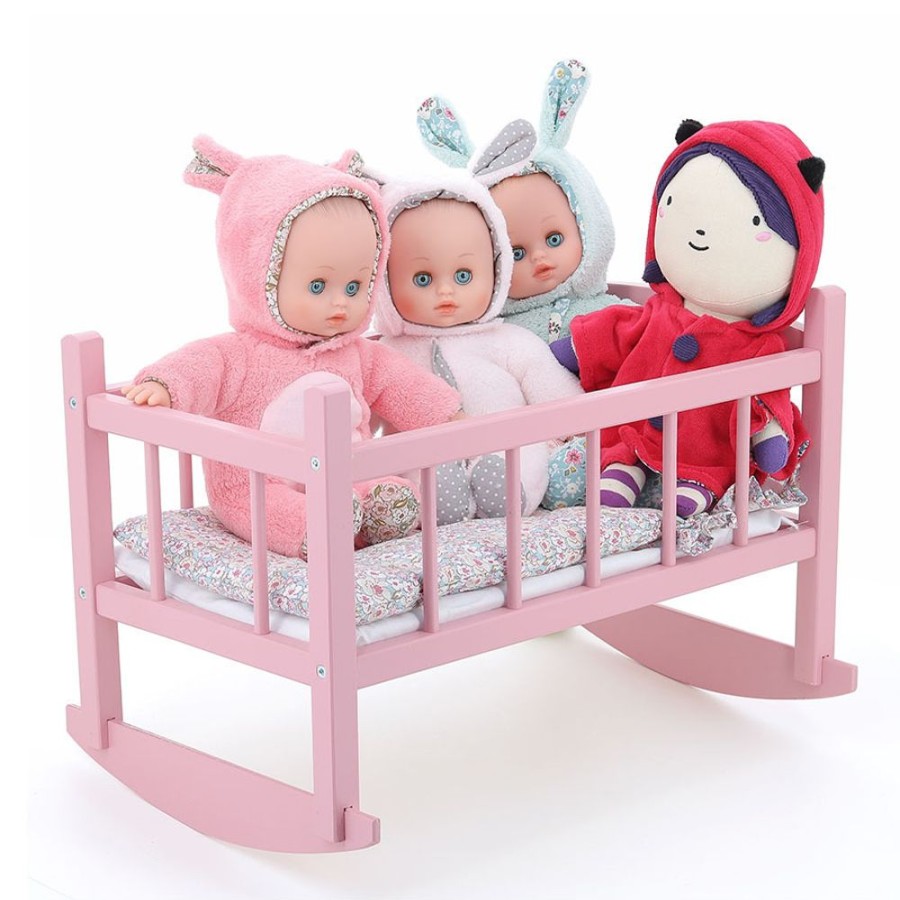 Poupees Petitcollin Vilac Couffins Et Lits | Lit Bercelonnette Rose Vanille-Fraise Jusqu'A 40 Cm