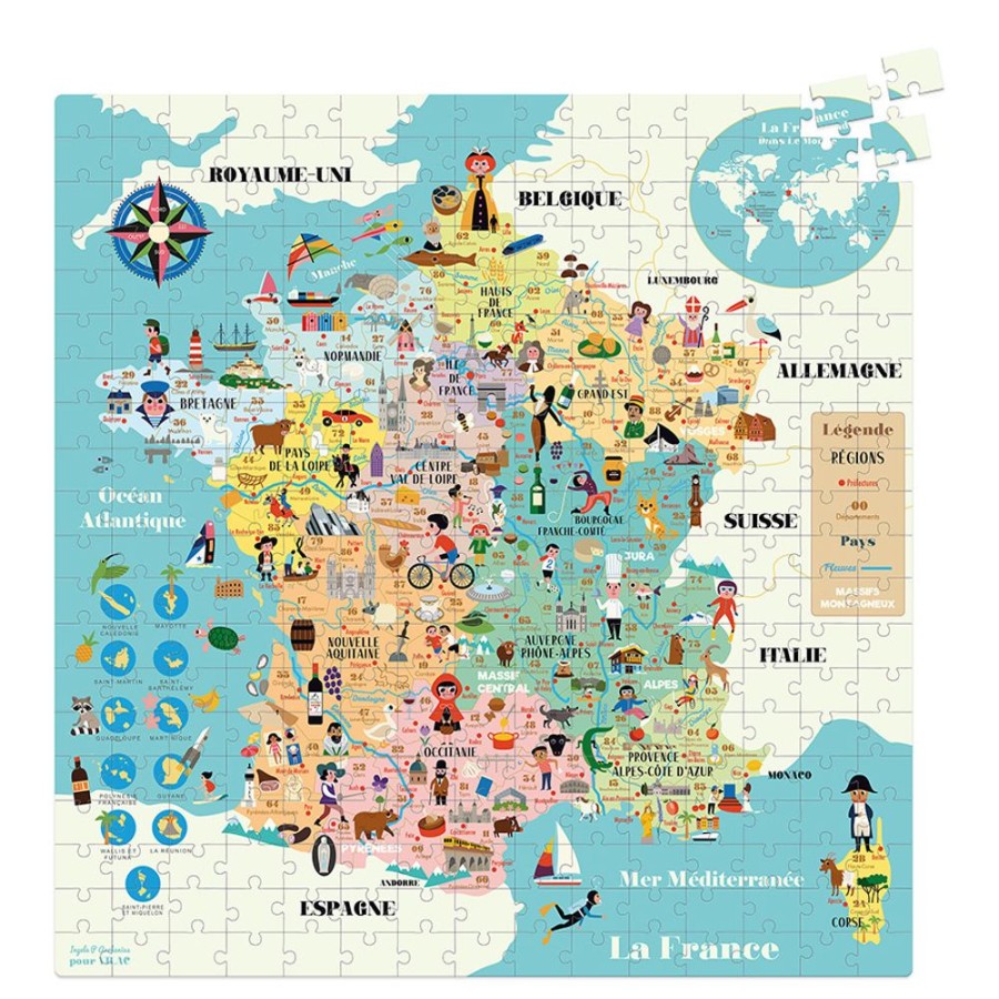 Jeux Vilac | Carte De France Puzzle 300 Pcs Ingela P.Arrhenius