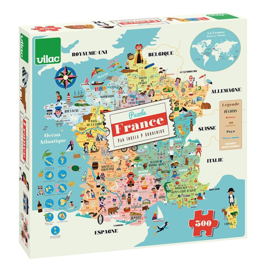 Jeux Vilac | Carte De France Puzzle 300 Pcs Ingela P.Arrhenius