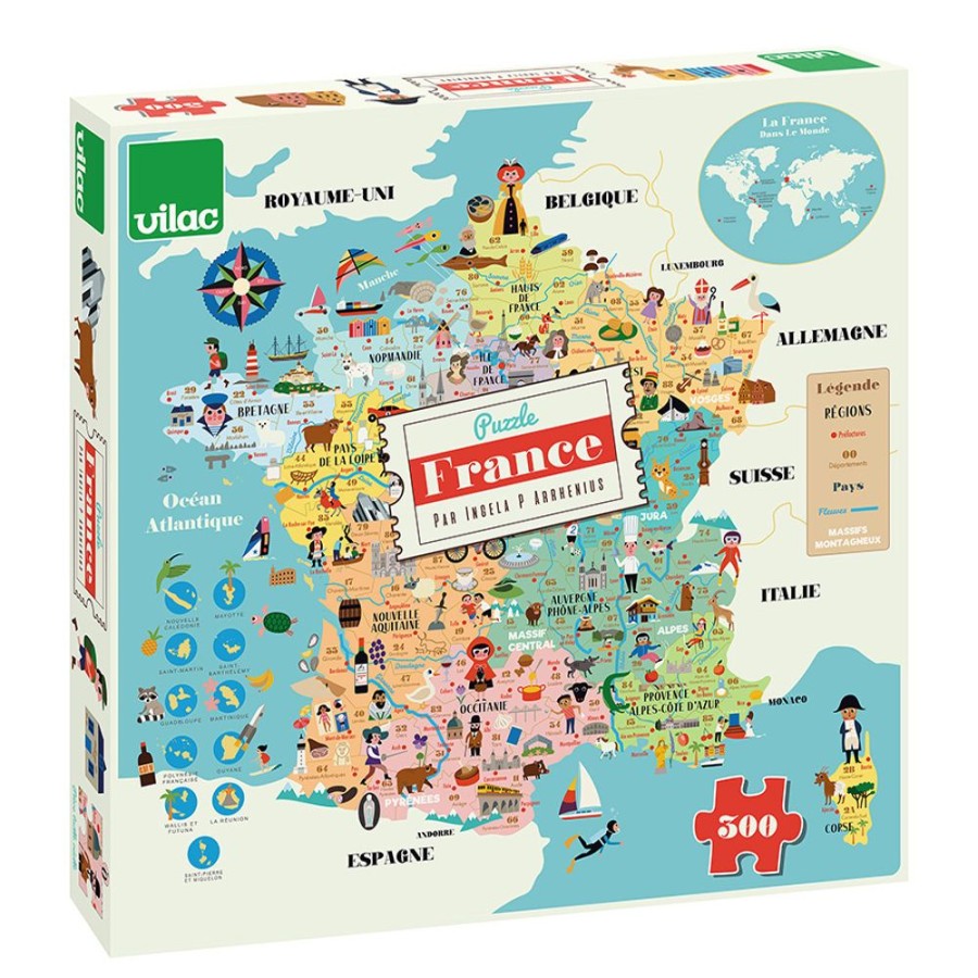 Jeux Vilac | Carte De France Puzzle 300 Pcs Ingela P.Arrhenius