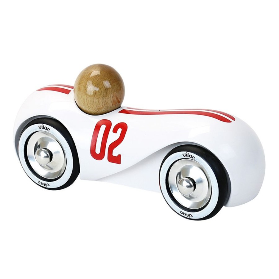 Imitation Vilac | Voiture En Bois, Streamline Vintage Moyen Modele Blanche