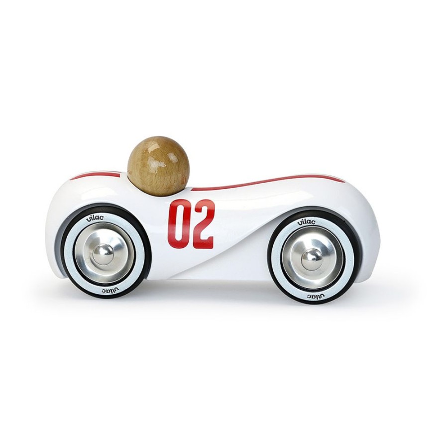 Imitation Vilac | Voiture En Bois, Streamline Vintage Moyen Modele Blanche