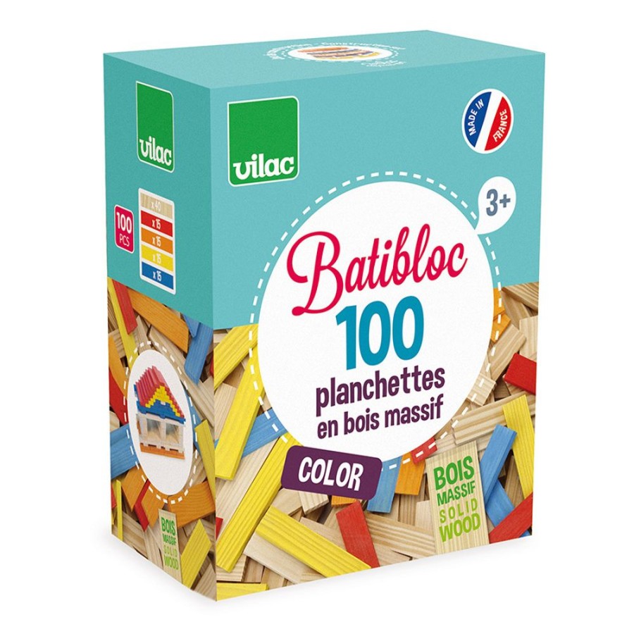 Imitation Vilac | Jeu De Construction, Batibloc Color 100 Planchettes