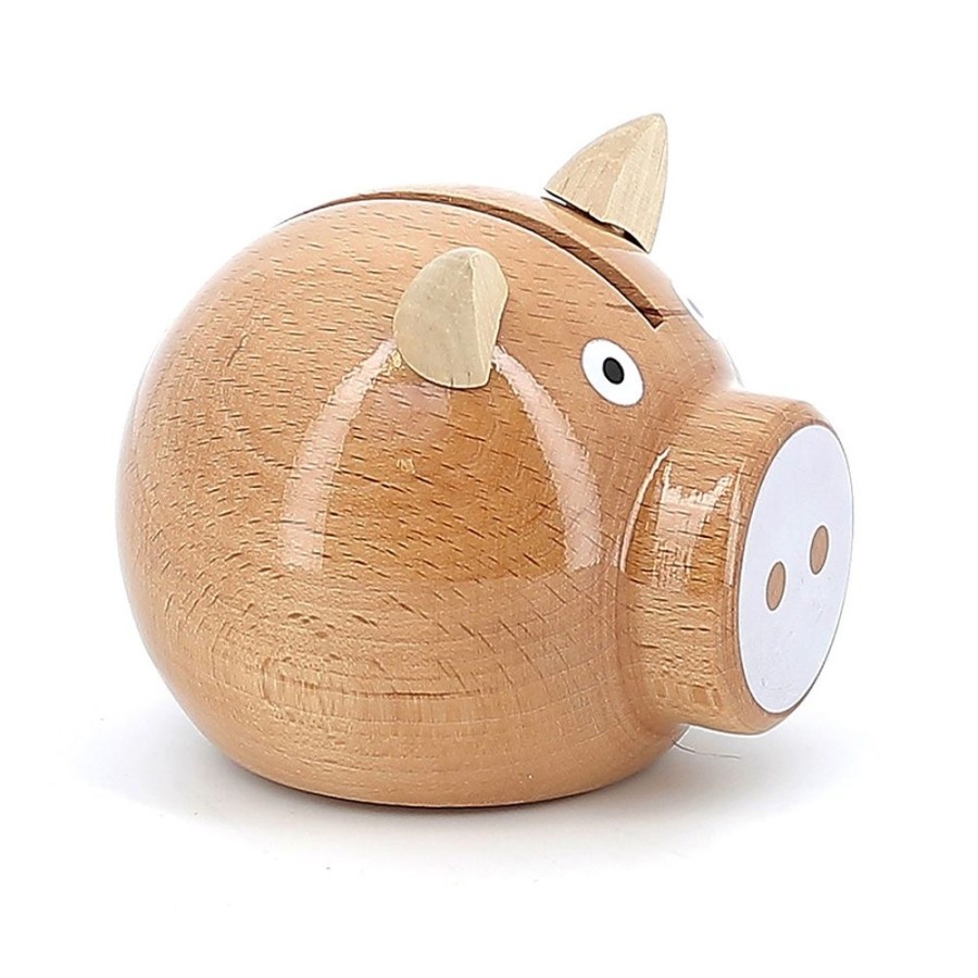 Deco-Cadeaux Vilac | Tirelire Cochon Bois Naturel-Blanc