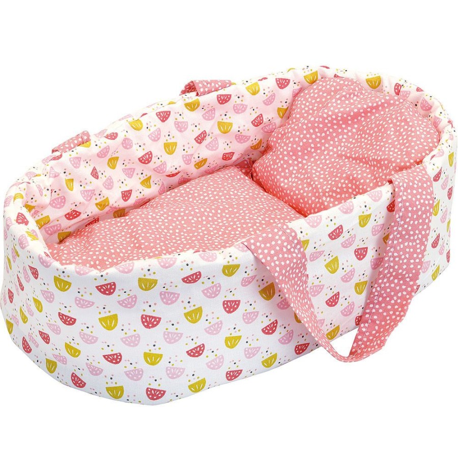 Poupees Petitcollin Vilac | Couffin En Tissu 36 Cm Garnissage Corail