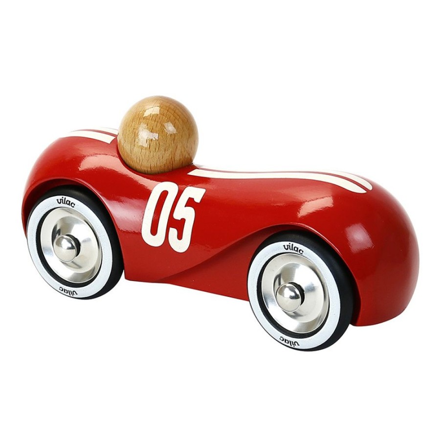 Imitation Vilac | Voiture En Bois, Streamline Vintage Moyen Modele Rouge