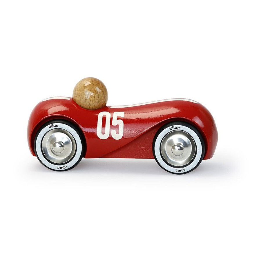 Imitation Vilac | Voiture En Bois, Streamline Vintage Moyen Modele Rouge