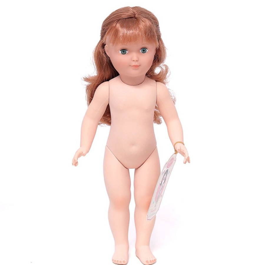 Poupees Petitcollin Vilac | Francette 40 Cm Nue, Cheveux Longs Auburn, Sans Tresses Et Yeux Bleus