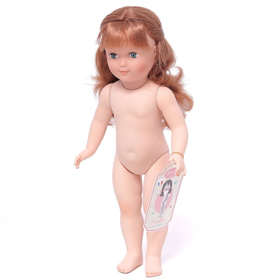 Poupees Petitcollin Vilac | Francette 40 Cm Nue, Cheveux Longs Auburn, Sans Tresses Et Yeux Bleus