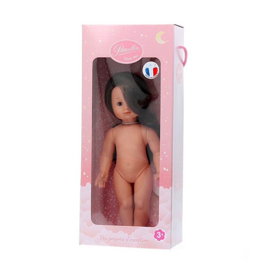 Poupees Petitcollin Vilac | Emilie 39 Cm Nue, Chev. Lgs,Raie De Cote,Bruns Yeux Bruns