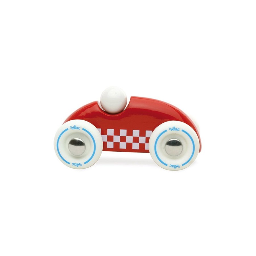 Premier Age Vilac | Voiture En Bois, Rallye Checkers Petit Modele Rouge