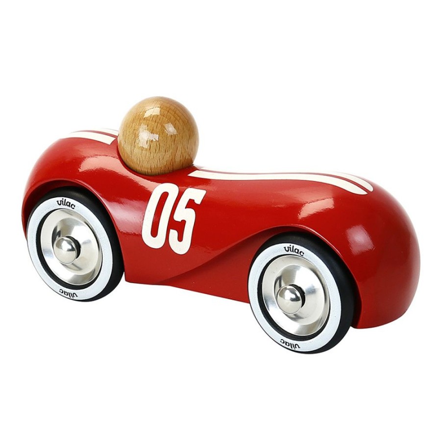 Premier Age Vilac | Voiture En Bois, Streamline Vintage Moyen Modele Rouge