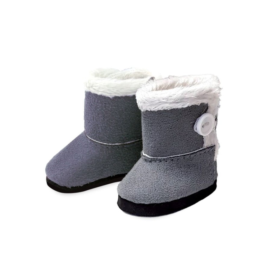 Poupees Petitcollin Vilac Chaussures | Bottes Grises Pour Poupee 28 Cm