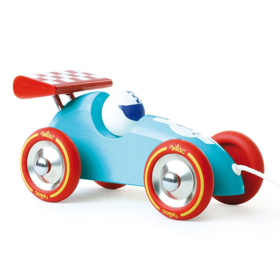 Premier Age Vilac | Jouet A Tirer, Voiture De Course Turquoise-Rouge