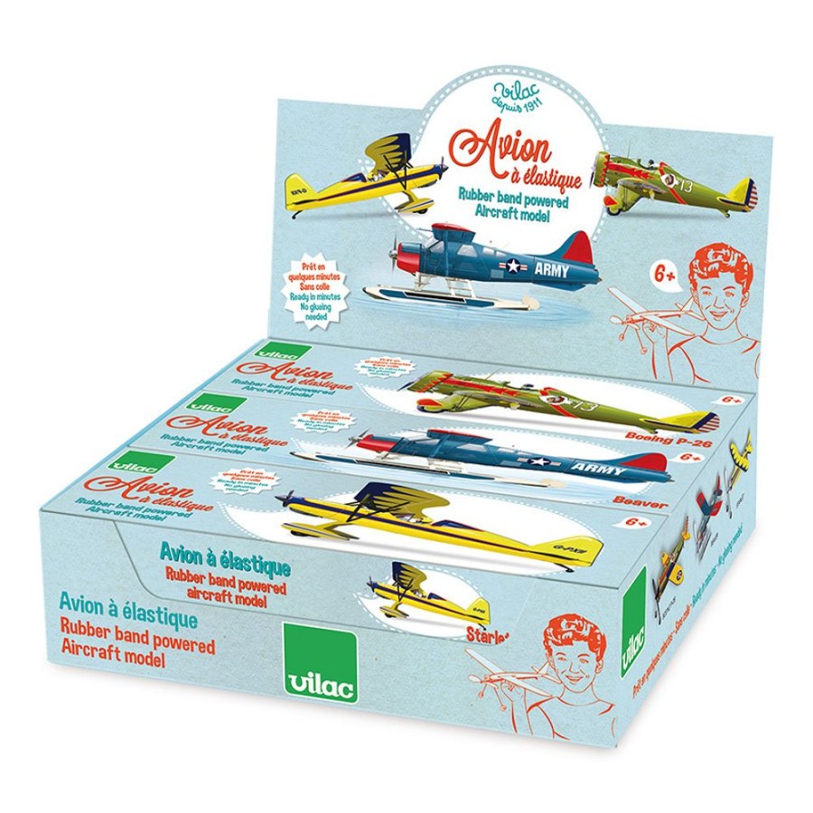 Plein Air Vilac | Presentoir De 6 Avions A Helice Assortis