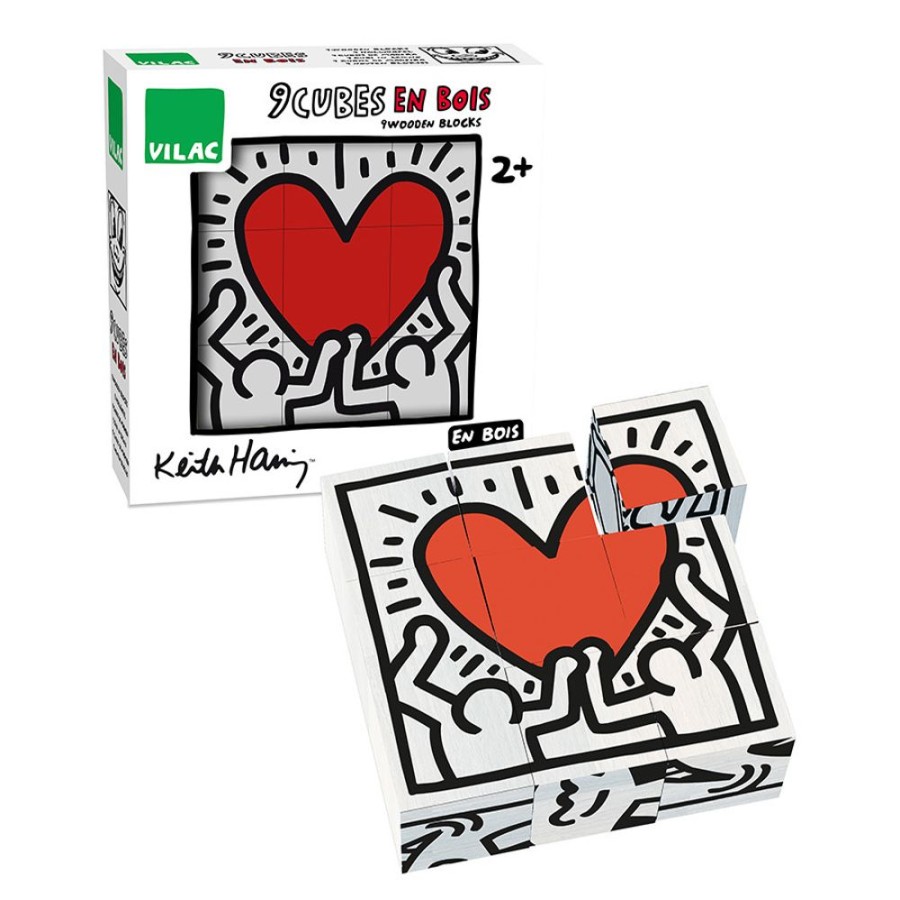 Premier Age Vilac | Coffret De 9 Cubes-Keith Haring