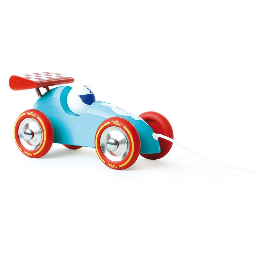 Premier Age Vilac | Jouet A Tirer, Voiture De Course Turquoise-Rouge