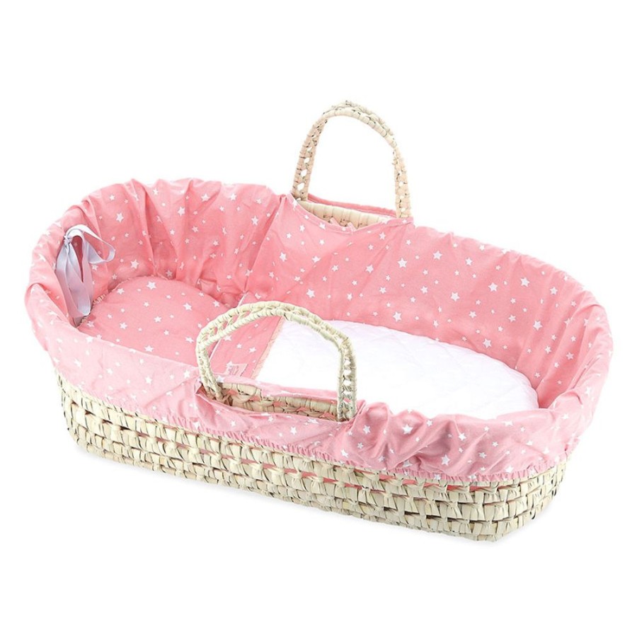 Poupees Petitcollin Vilac Couffins Et Lits | Couffin Avec Garnissage "Corail Etoile" 50 Cm