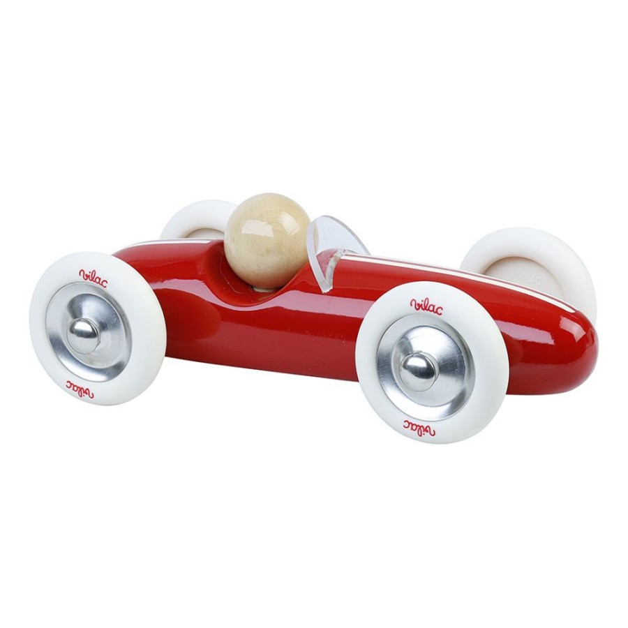 Imitation Vilac | Voiture En Bois, Grand Prix Vintage Moyen Modele Rouge