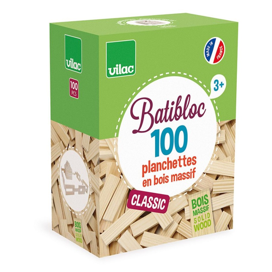 Imitation Vilac | Jeu De Construction, Batibloc Classic 100 Planchettes