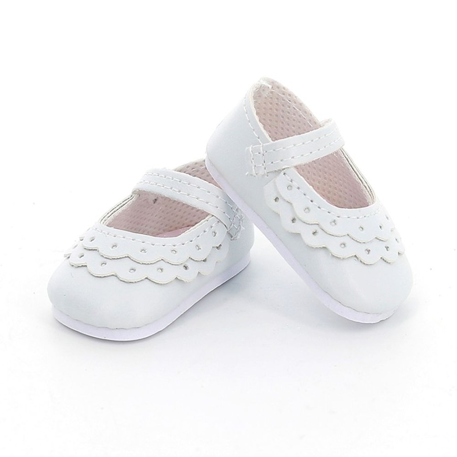 Poupees Petitcollin Vilac Chaussures | Chaussures Blanches A Bride Avec Dentelle Pour Poupee T39 A 48Cm