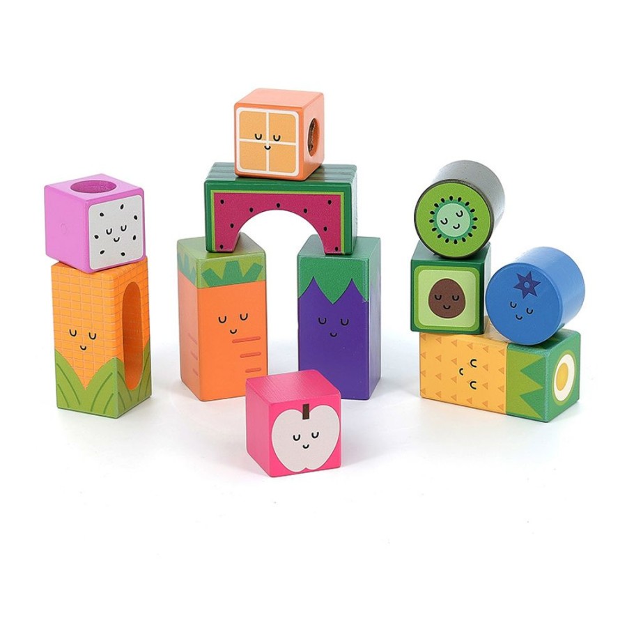 Premier Age Vilac | Cubes Sonores En Bois, Fruits Et Legumes