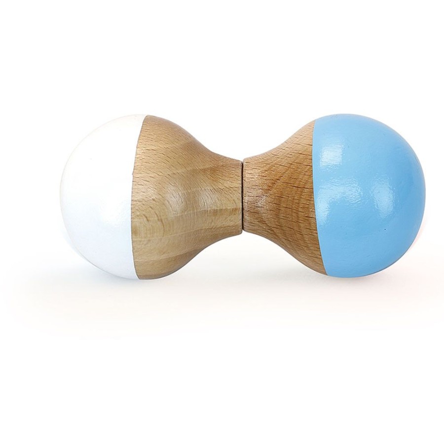 Deco-Cadeaux Vilac | Hochet Du Jura En Bois, Blanc Et Bleu Ciel