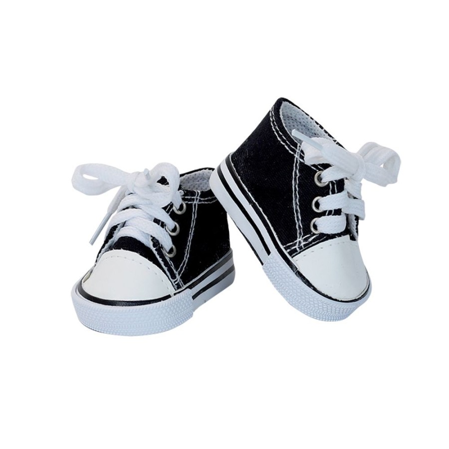 Poupees Petitcollin Vilac Chaussures | Baskets Noires Pour Poupee 36 Cm