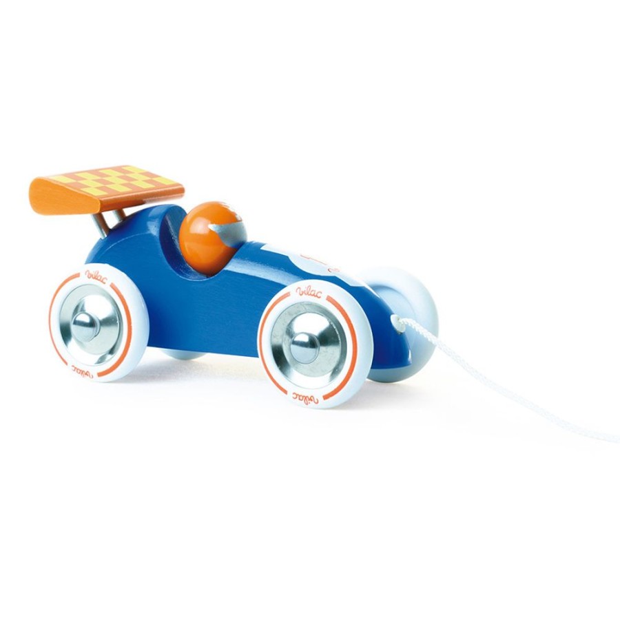 Premier Age Vilac | Jouet A Tirer, Voiture De Course Bleue-Orange