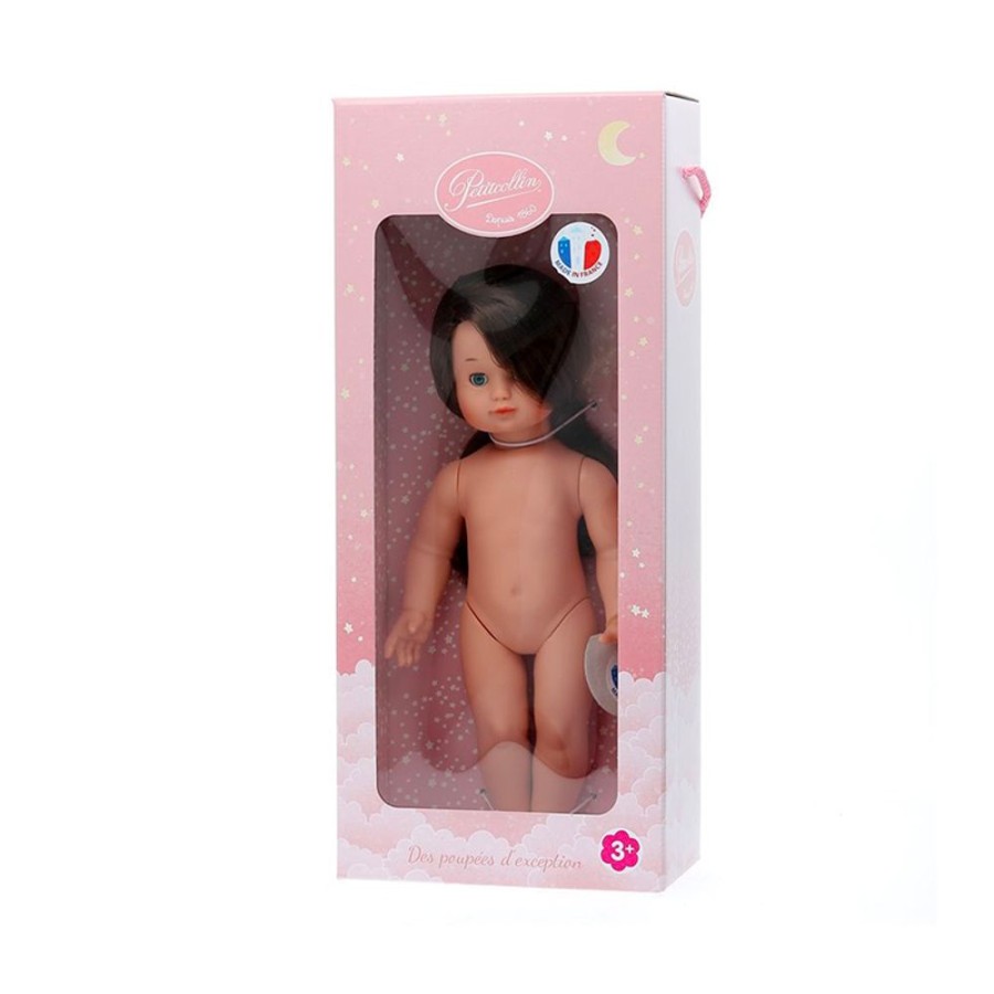 Poupees Petitcollin Vilac | Emilie 39 Cm Nue, Chev. Lgs,Raie De Cote,Bruns Yeux Bleus